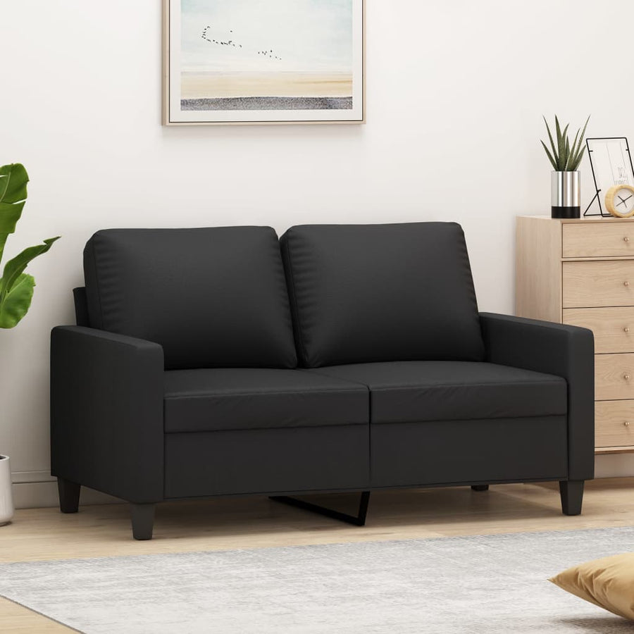 2-Sitzer-Sofa Schwarz 120 cm Kunstleder Stilecasa