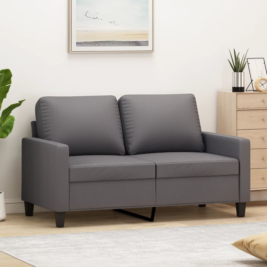 2-Sitzer-Sofa Grau 120 cm Kunstleder Stilecasa