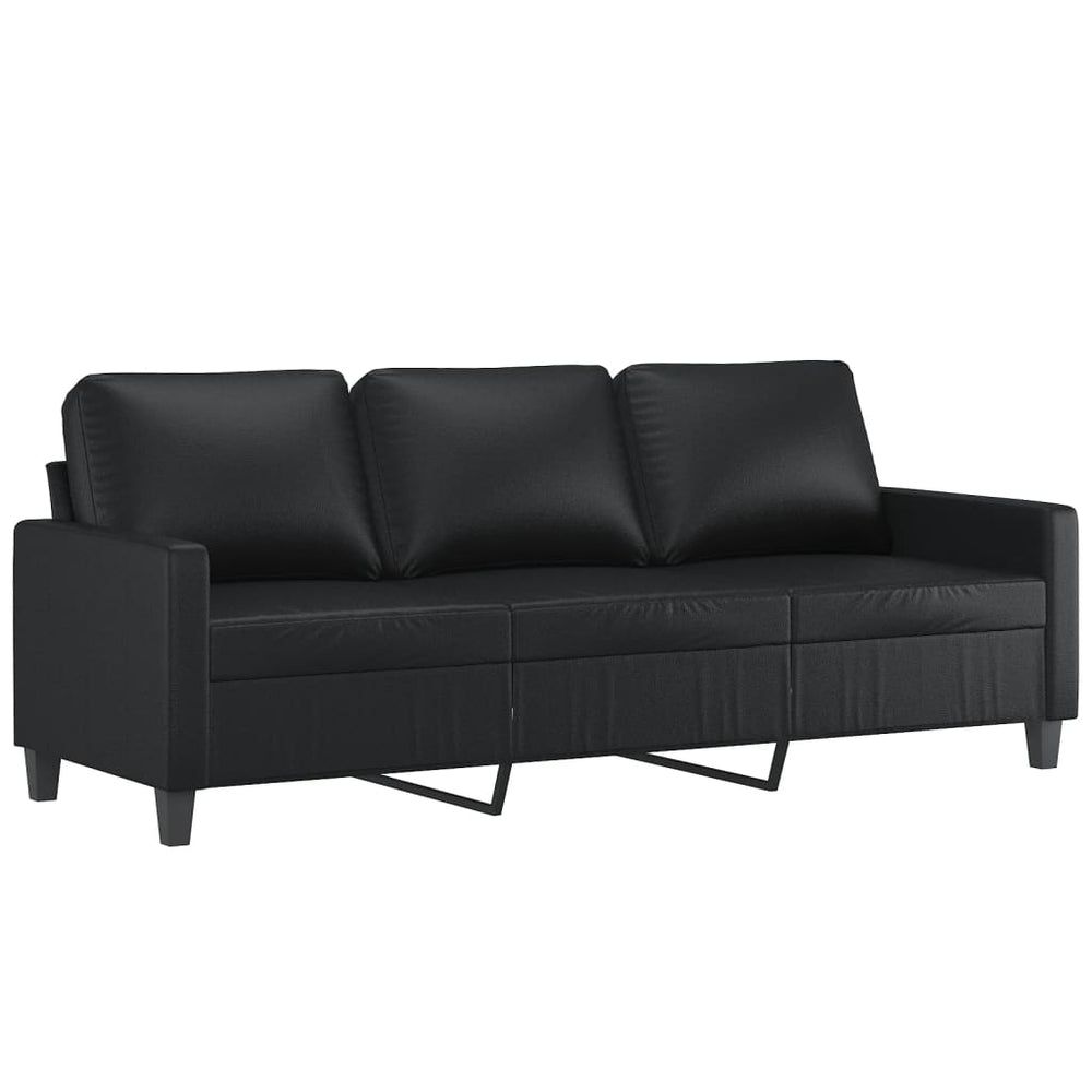 3-Sitzer-Sofa Schwarz 180 cm Kunstleder Stilecasa