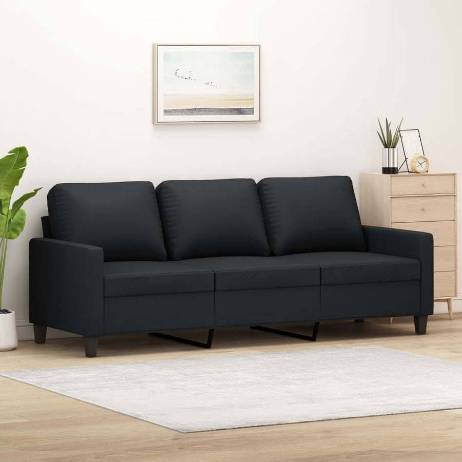 3-Sitzer-Sofa Schwarz 180 cm Kunstleder Stilecasa