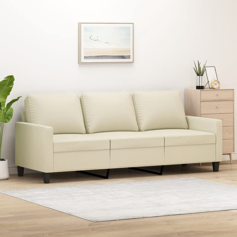 3-Sitzer-Sofa Creme 180 cm Kunstleder Stilecasa