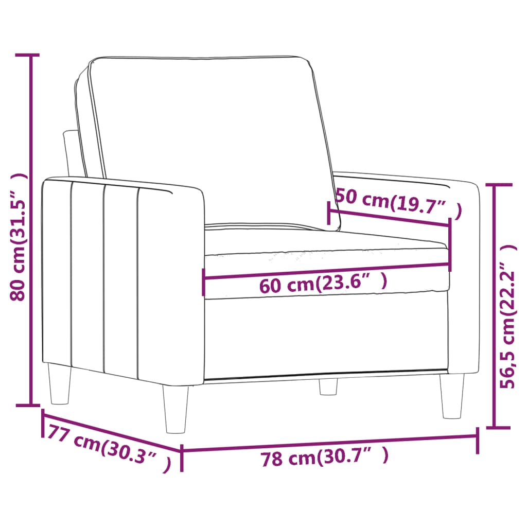 Sessel Blau 60 cm Samt