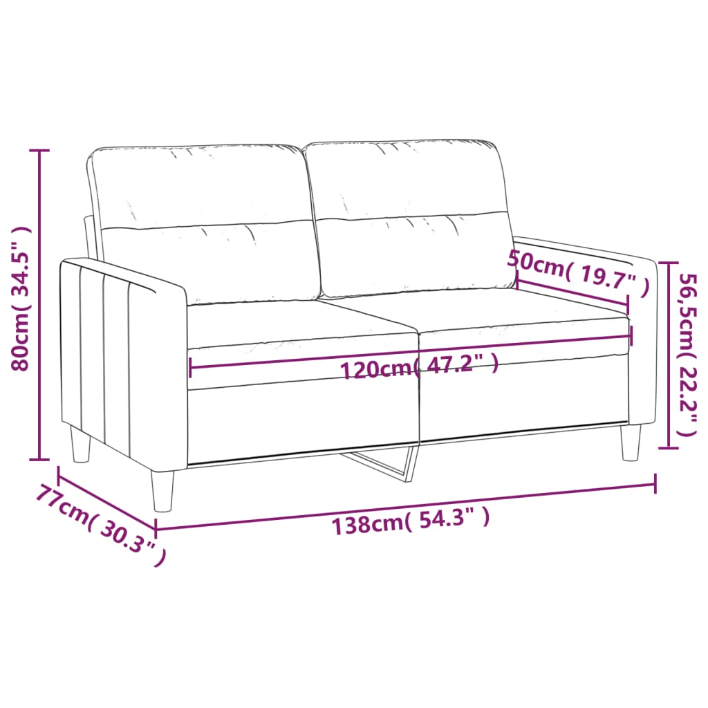 vidaXL 2-Sitzer-Sofa Hellgrau 120 cm Stoff