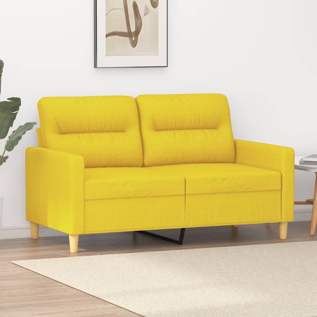 vidaXL 2-Sitzer-Sofa Hellgelb 120 cm Stoff