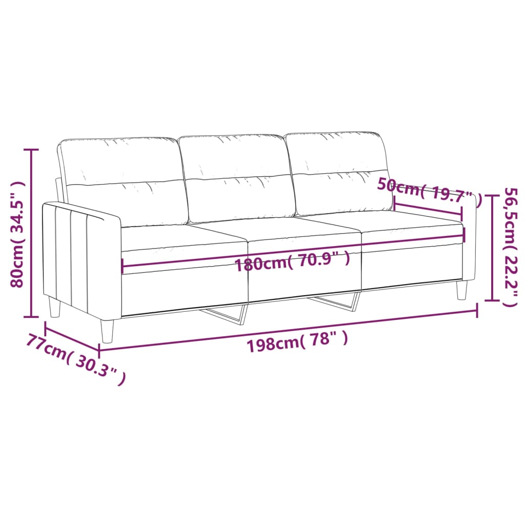 3-Sitzer-Sofa Creme 180 cm Stoff Stilecasa