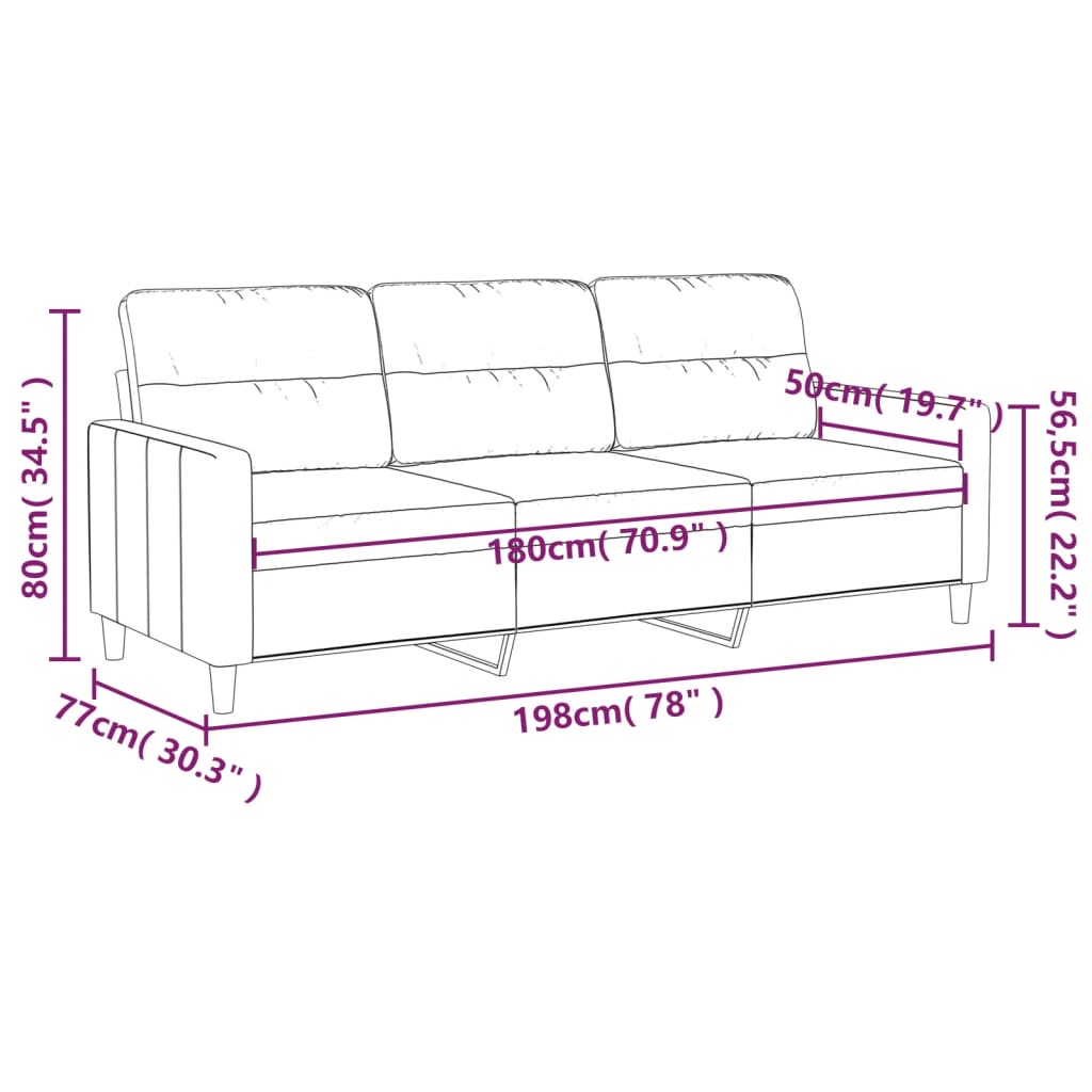 vidaXL 3-Sitzer-Sofa Braun 180 cm Stoff