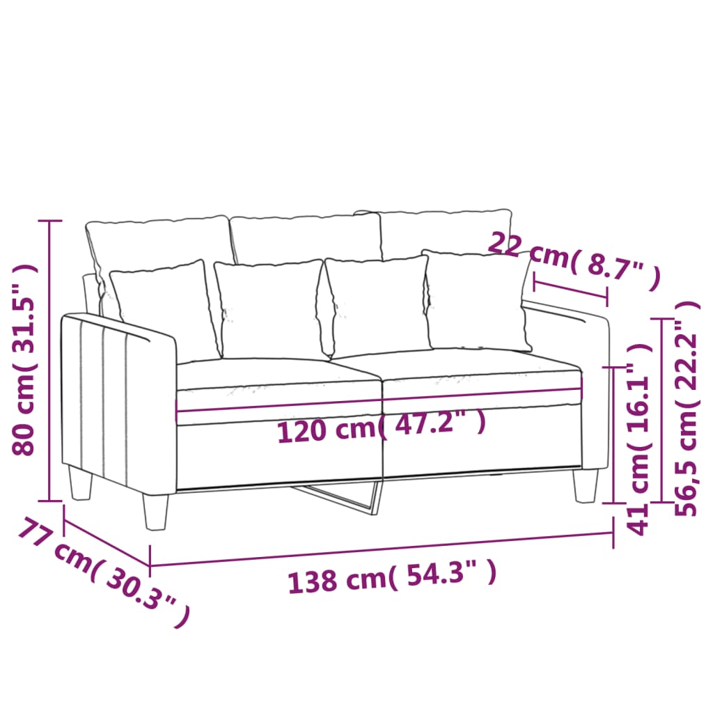 vidaXL 2-Sitzer-Sofa Schwarz 120 cm Stoff