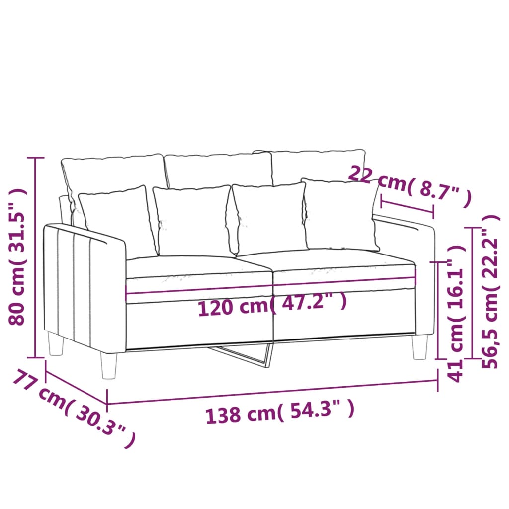 2-Sitzer-Sofa Blau 120 cm Samt