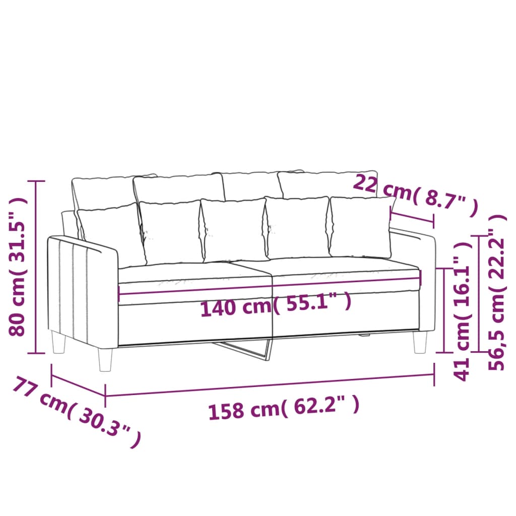 vidaXL 2-Sitzer-Sofa Blau 140 cm Samt