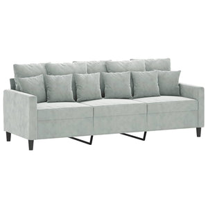 vidaXL 3-Sitzer-Sofa Hellgrau 180 cm Samt