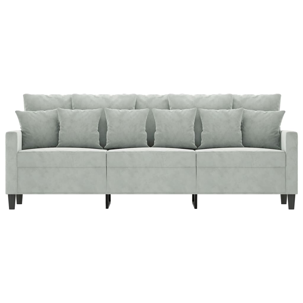 vidaXL 3-Sitzer-Sofa Hellgrau 180 cm Samt