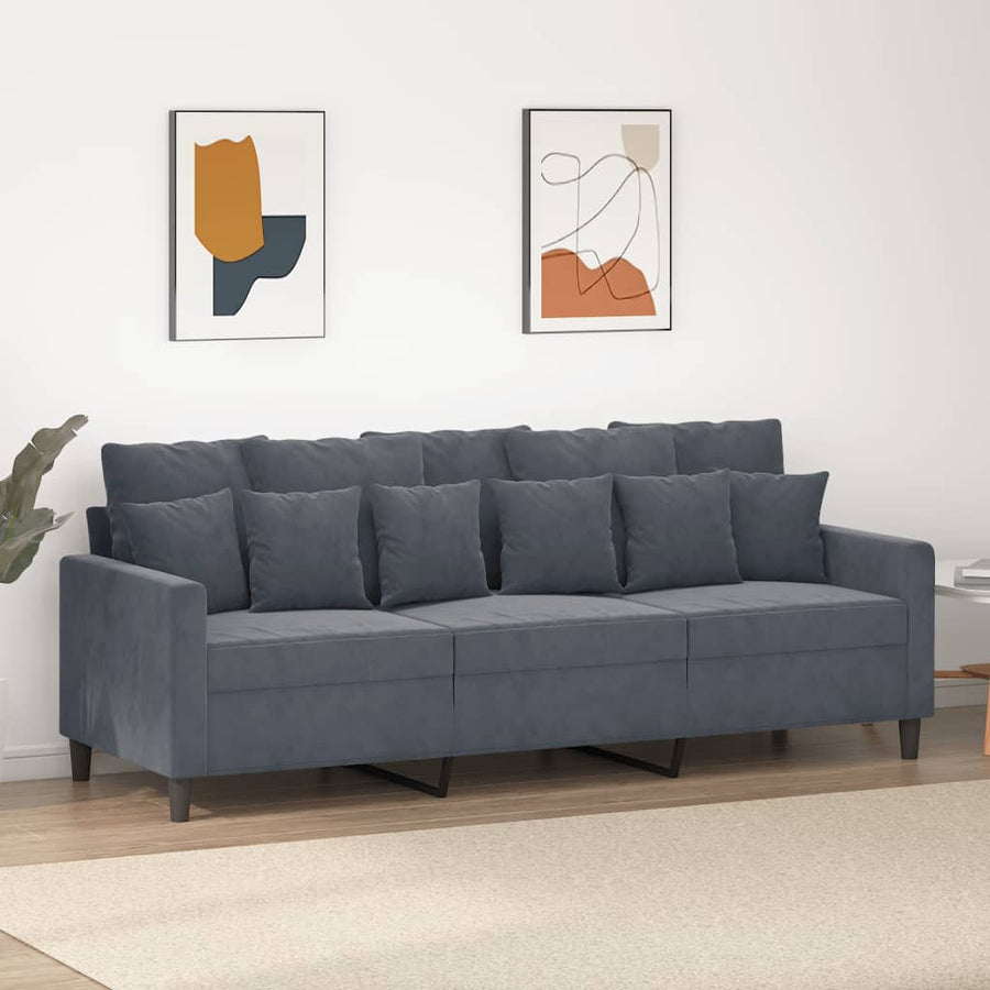 3-Sitzer-Sofa Dunkelgrau 180 cm Samt Stilecasa