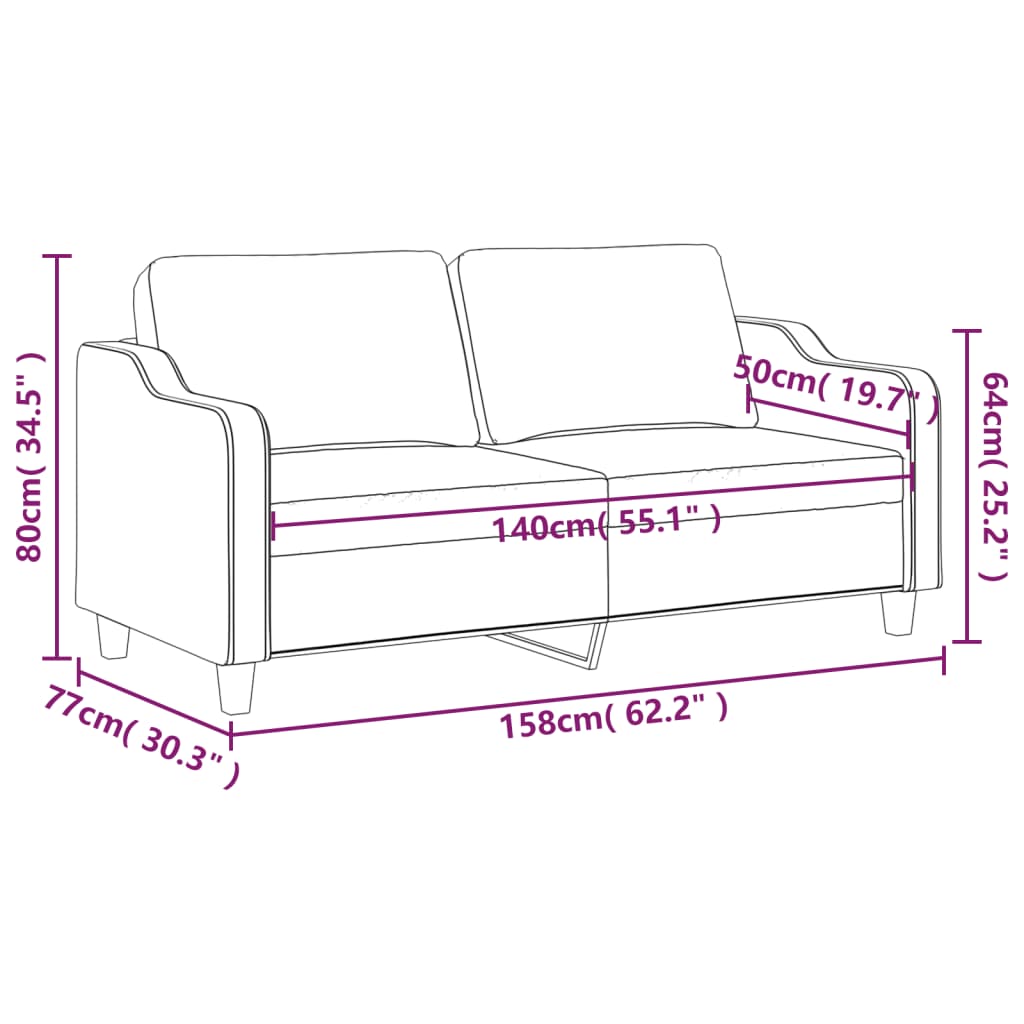 2-Sitzer-Sofa Creme 140 cm Stoff