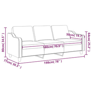 vidaXL 3-Sitzer-Sofa Dunkelgrau 180 cm Stoff