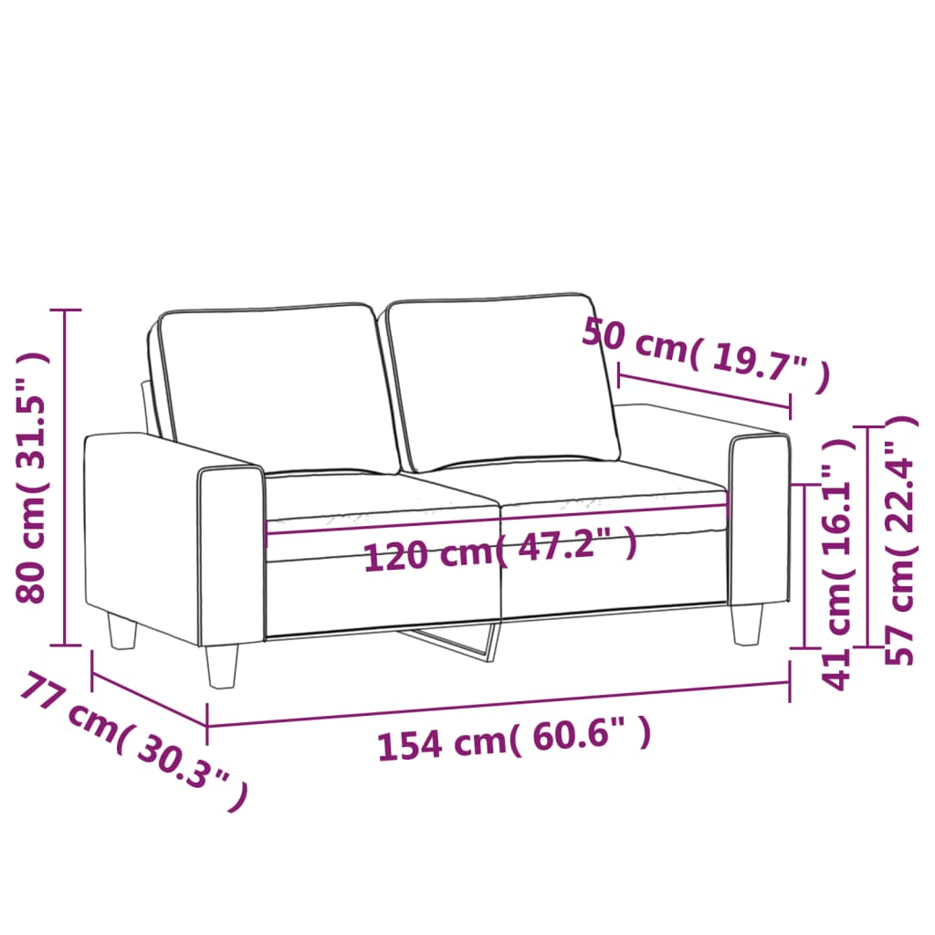 vidaXL 2-Sitzer-Sofa Hellgrau 120 cm Stoff