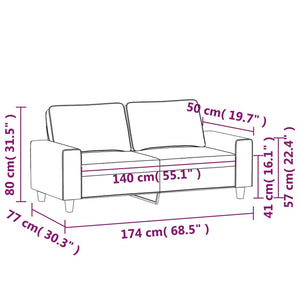 2-Sitzer-Sofa Braun 140 cm Stoff