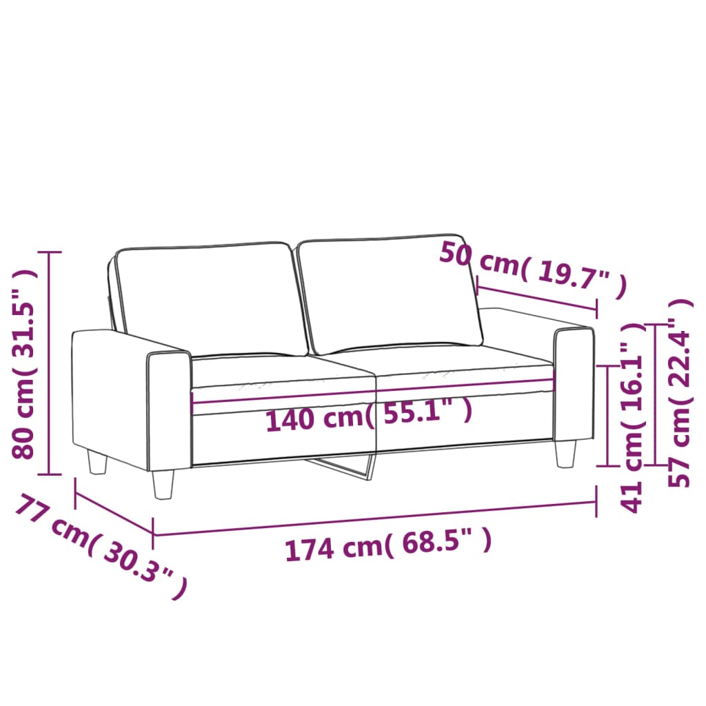 vidaXL 2-Sitzer-Sofa Weinrot 140 cm Stoff