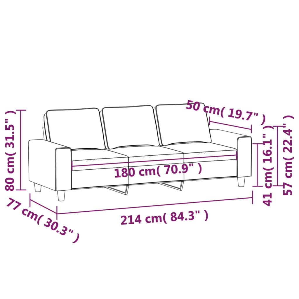 vidaXL 3-Sitzer-Sofa Dunkelgrau 180 cm Stoff