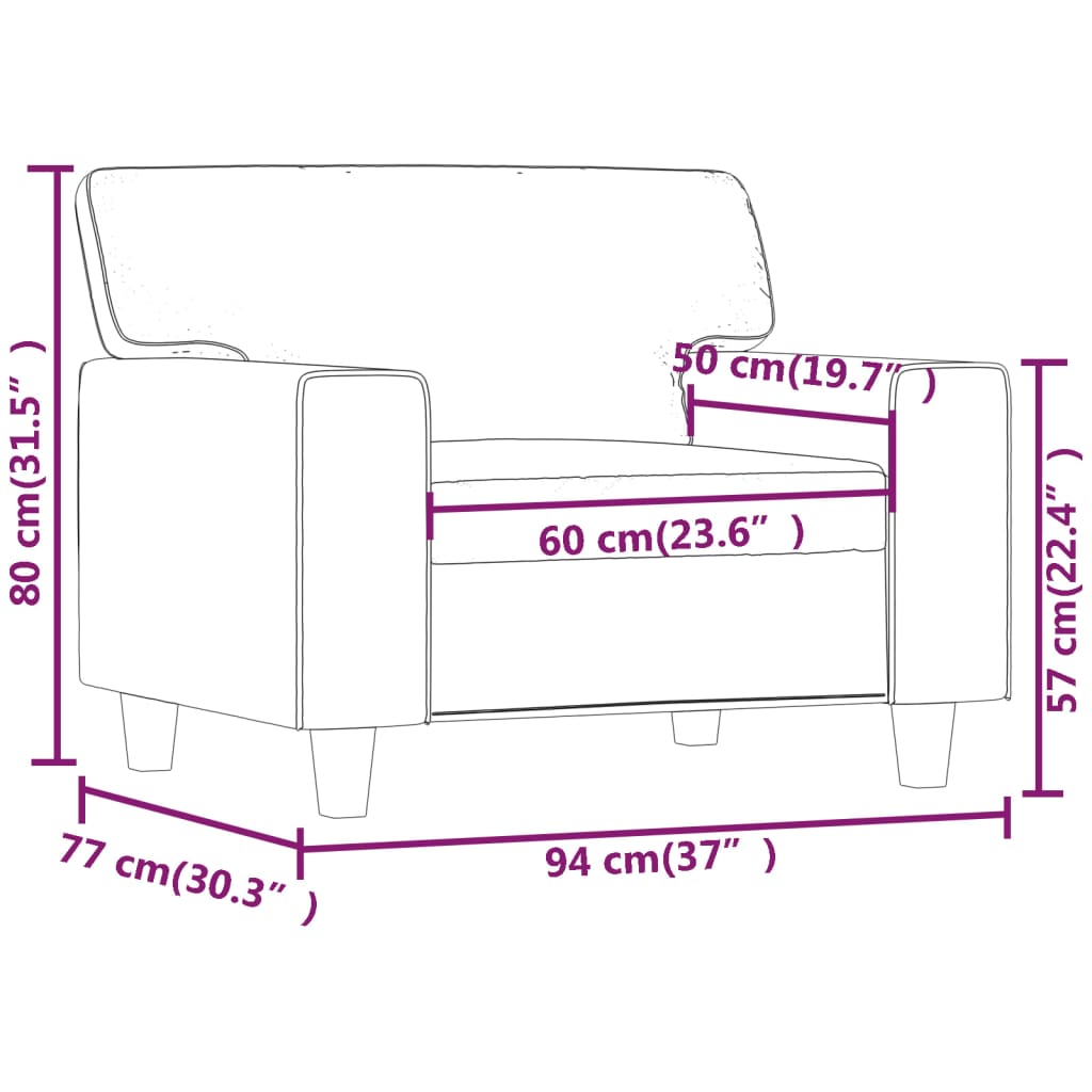 vidaXL Sessel Schwarz 60 cm Kunstleder