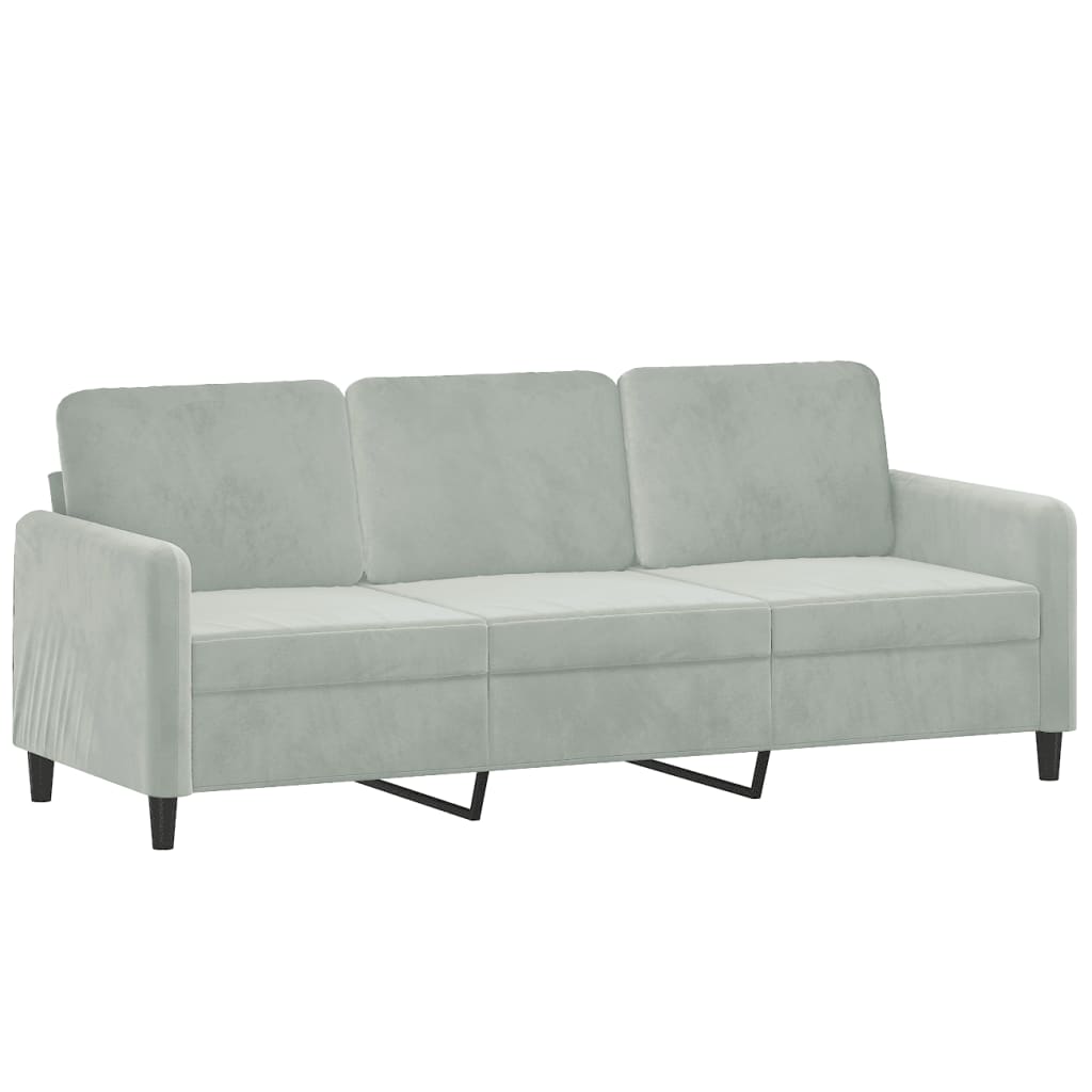 vidaXL 3-Sitzer-Sofa Hellgrau 180 cm Samt