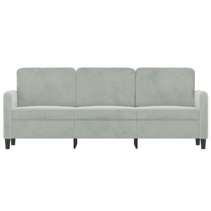 vidaXL 3-Sitzer-Sofa Hellgrau 180 cm Samt