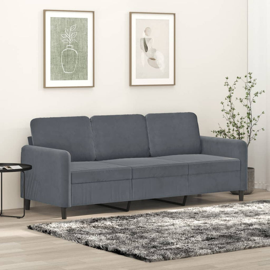 3-Sitzer-Sofa Dunkelgrau 180 cm Samt Stilecasa