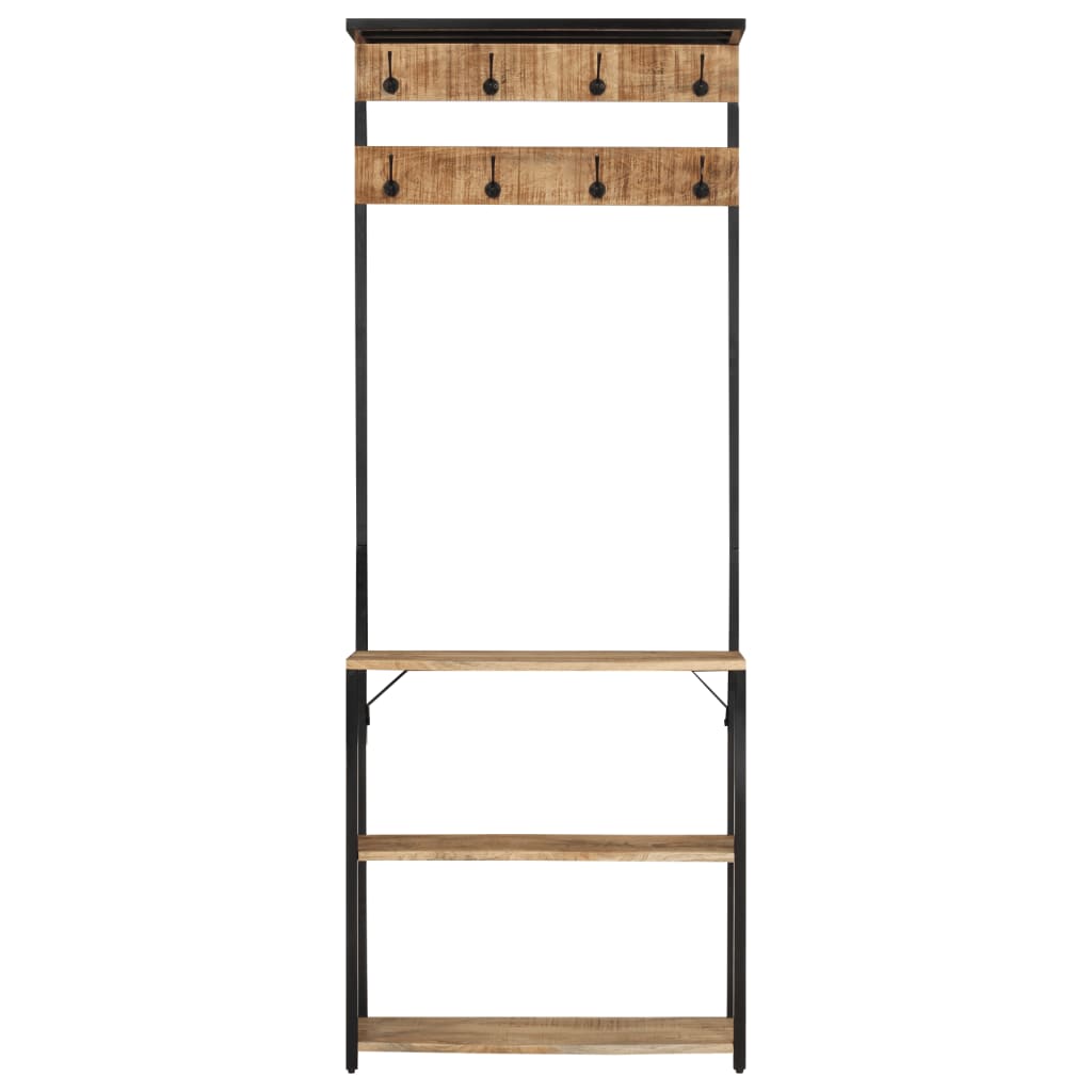 vidaXL Garderobe mit Schuhablage 68x30x182cm Raues Massivholz Mango