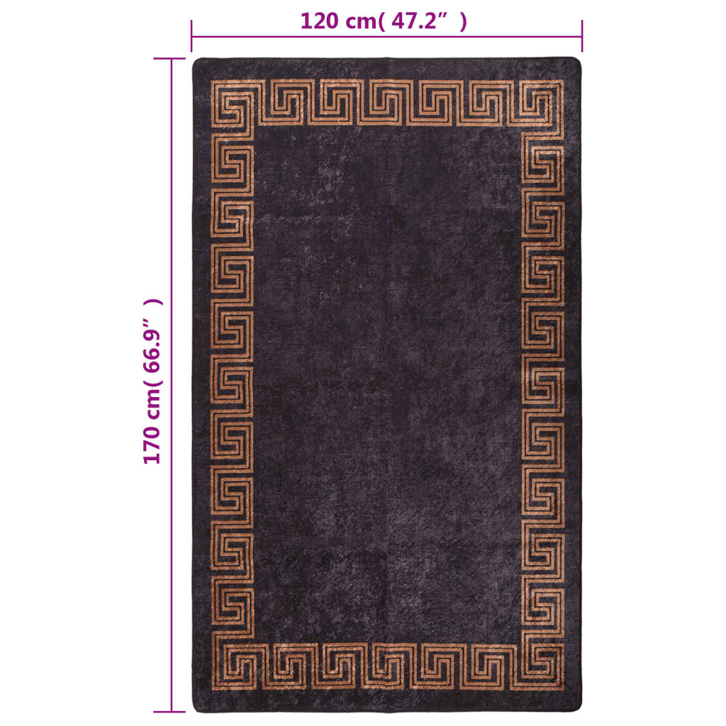 vidaXL Teppich Waschbar Schwarz und Gold 120x170 cm Rutschfest