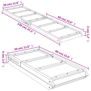 Hunderampe Grau 120x30 cm Massivholz Tanne Stilecasa