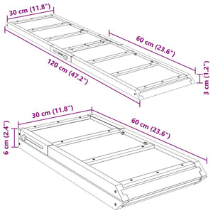 Hunderampe Grau 120x30 cm Massivholz Tanne Stilecasa