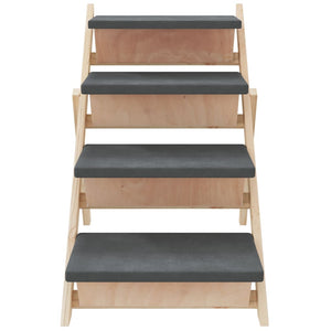 Hundetreppe Grau 105x47 cm Massivholz Tanne