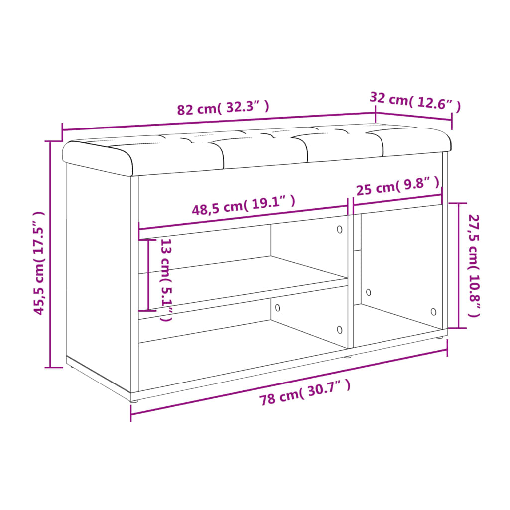 vidaXL Schuhbank Weiß 82x32x45,5 cm Holzwerkstoff