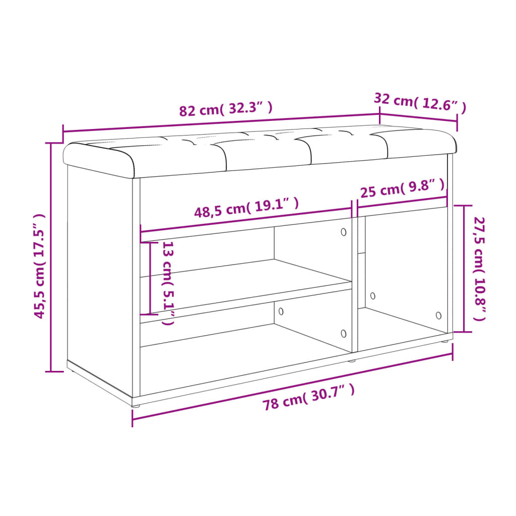 vidaXL Schuhbank Schwarz 82x32x45,5 cm Holzwerkstoff