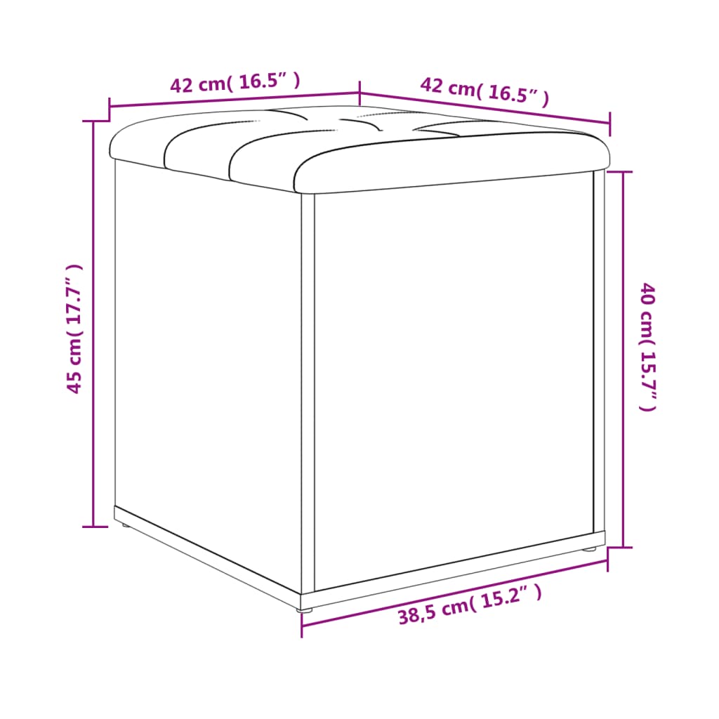 vidaXL Sitzbank mit Stauraum Schwarz 42x42x45 cm Holzwerkstoff