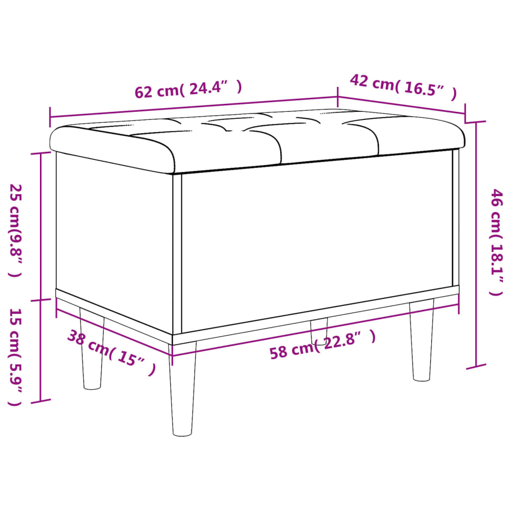 vidaXL Sitzbank mit Stauraum Weiß 62x42x46 cm Holzwerkstoff