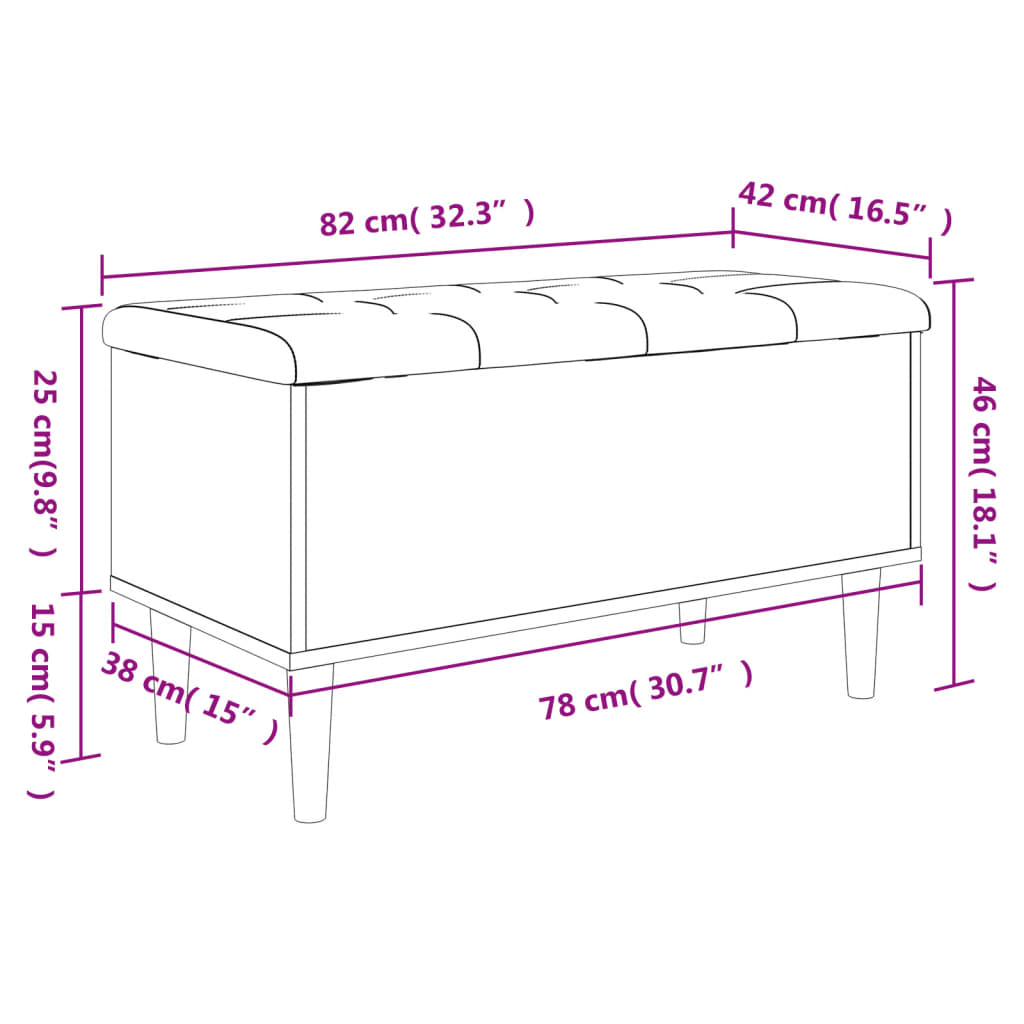 vidaXL Sitzbank mit Stauraum Grau Sonoma 82x42x46 cm Holzwerkstoff