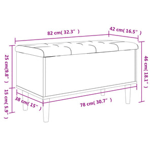 vidaXL Sitzbank mit Stauraum Grau Sonoma 82x42x46 cm Holzwerkstoff