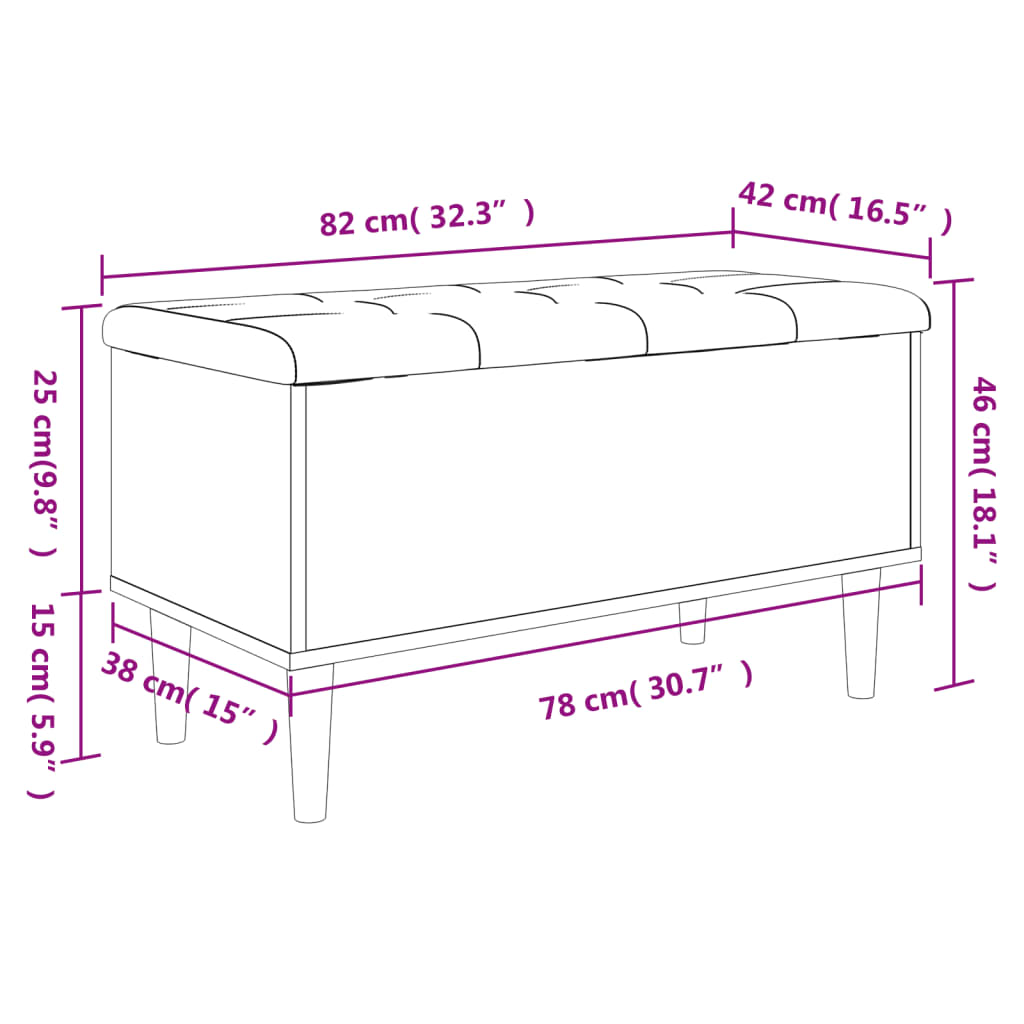 vidaXL Sitzbank mit Stauraum Braun Eichen-Optik 82x42x46 cm