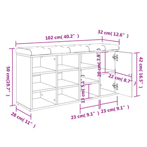 Schuhbank Betongrau 102x32x50 cm Holzwerkstoff Stilecasa