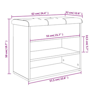 vidaXL Schuhbank Sonoma-Eiche 62x32x50 cm Holzwerkstoff