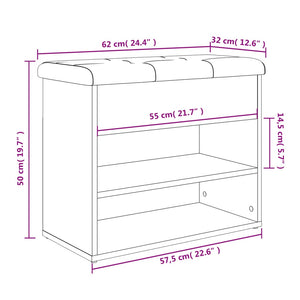 vidaXL Schuhbank Betongrau 62x32x50 cm Holzwerkstoff