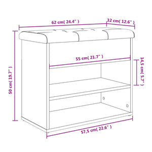 vidaXL Schuhbank Räuchereiche 62x32x50 cm Holzwerkstoff