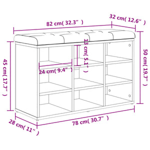 vidaXL Schuhbank Schwarz 82x32x50 cm Holzwerkstoff