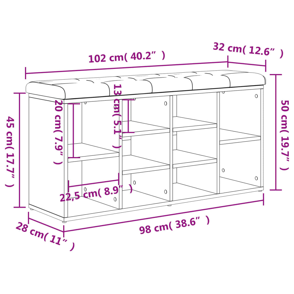 vidaXL Schuhbank Weiß 102x32x50 cm Holzwerkstoff