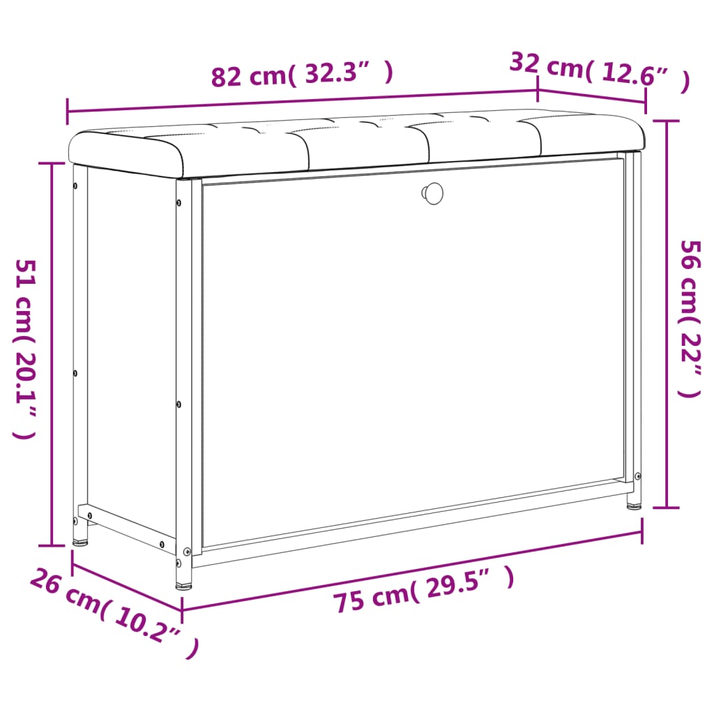 vidaXL Schuhbank mit Klappe Schwarz 82x32x56 cm