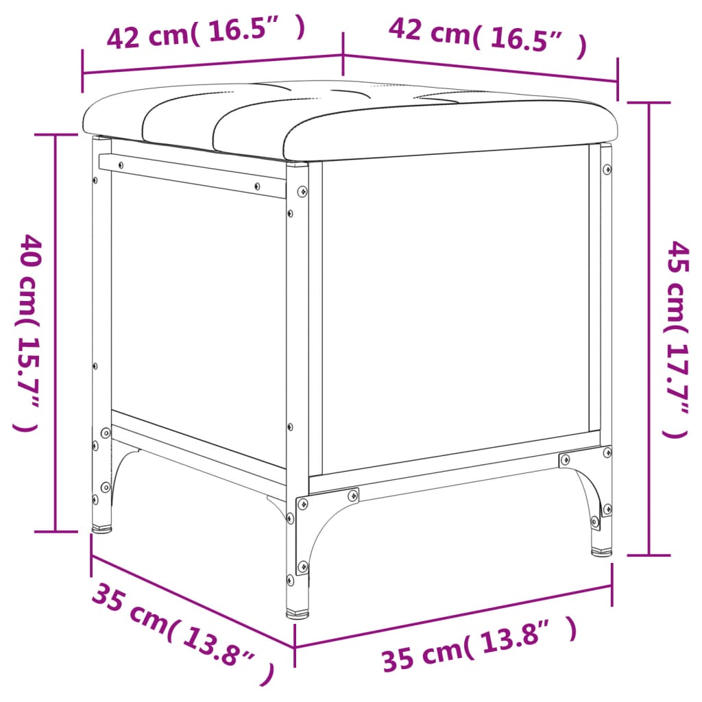 vidaXL Sitzbank mit Stauraum Schwarz 42x42x45 cm Holzwerkstoff