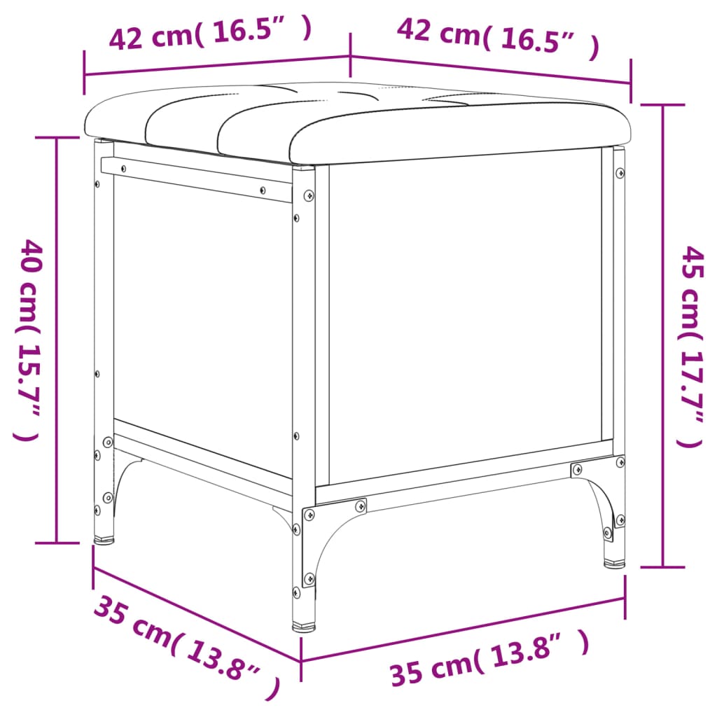 vidaXL Sitzbank mit Stauraum Braun Eiche 42x42x45 cm Holzwerkstoff