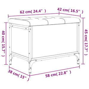 vidaXL Sitzbank mit Stauraum Schwarz 62x42x45 cm Holzwerkstoff