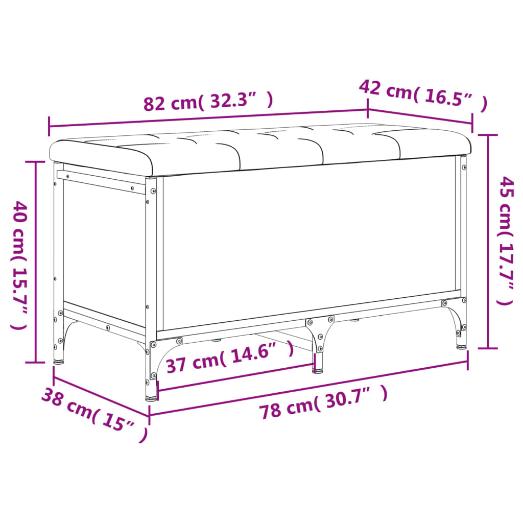 vidaXL Sitzbank mit Stauraum Räuchereiche 82x42x45 cm Holzwerkstoff