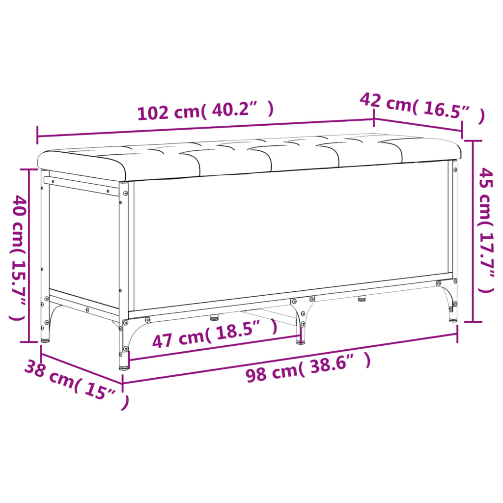 vidaXL Sitzbank mit Stauraum Braun Eiche 102x42x45 cm Holzwerkstoff